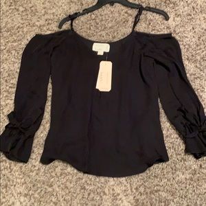 Nicole Miller black open shoulder top